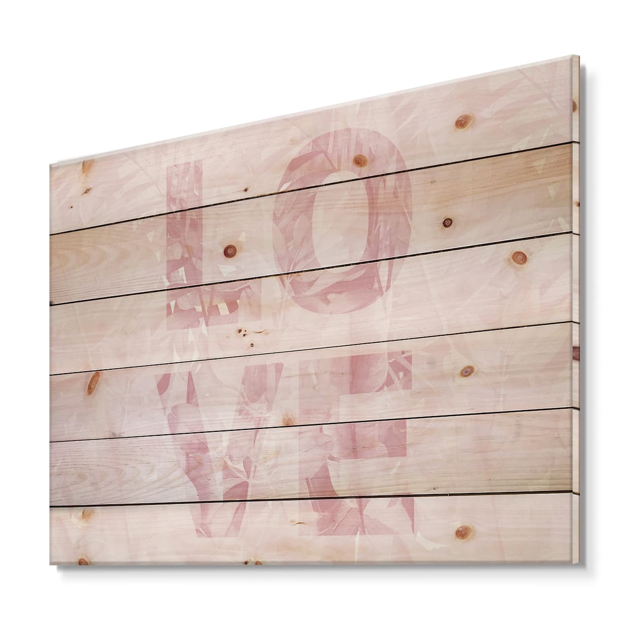 Designart - Pink Pastel Love - Shabby Chic Print on Natural Pine Wood